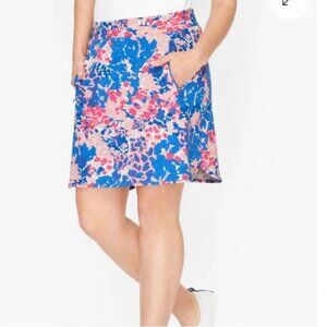 T by Talbots Everyday Yoga Spring Garden Blue Pink Floral Mini Skort Skirt
